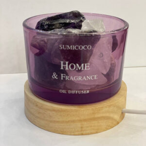 اسانس‌سوز کریستالی SUMICOCO مدل Home & Fragrance با پایه چوبی LED و نور درمانی
